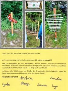 Dankeskarte der Grundschule „Am Ludwigsfeld“